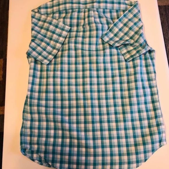 Old Navy The Classic Shirt Button Down Slim Fit Mens M Short Sleeve Plaid - Picture 2 of 3